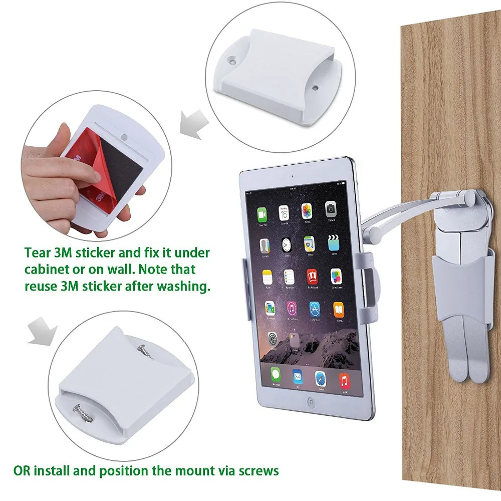 Imagem -05 - Wall Mount Cozinha Tablet Stand Suporte de Metal Smartphones Titulares Mesa se Encaixe 5105 Largura