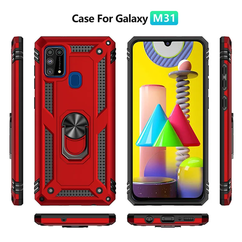 For Samsung Galaxy M31 SM-M315F/DS Case Magnetic Car Holder Ring Phone Case for Galaxy M31 M 31 Coque Matte Funda