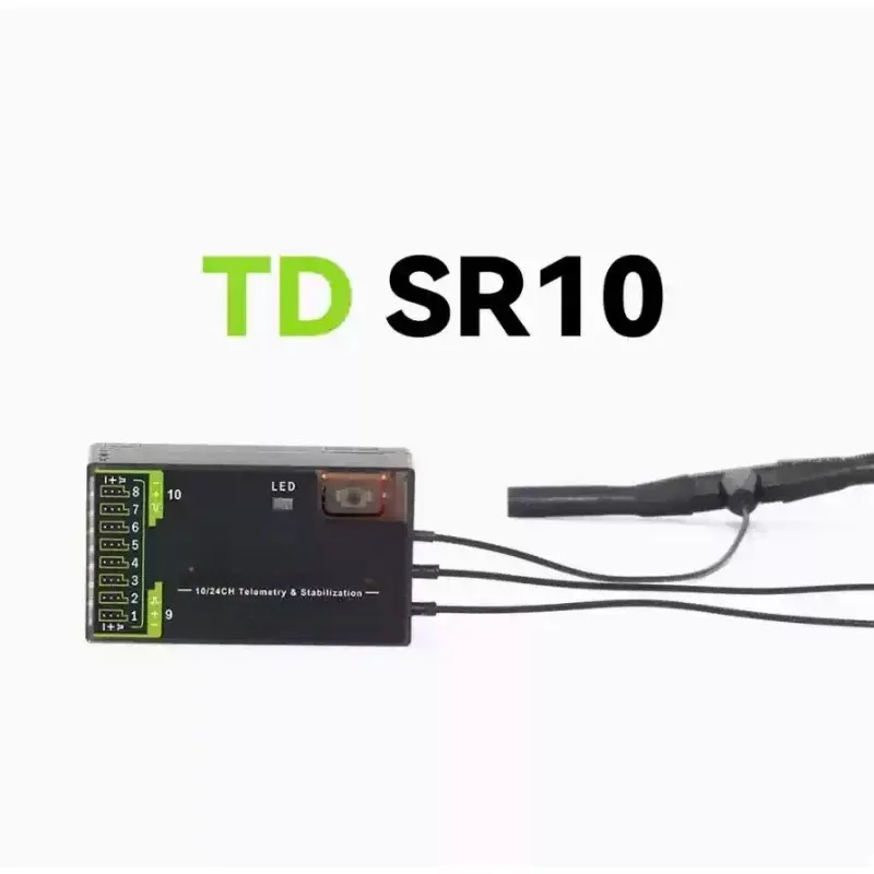 TD SR10 10CH Dual Band Telemetry Receiver, 2.4GHz 900MHz Auto‑Stabilization RC Receiver for FPV Drone