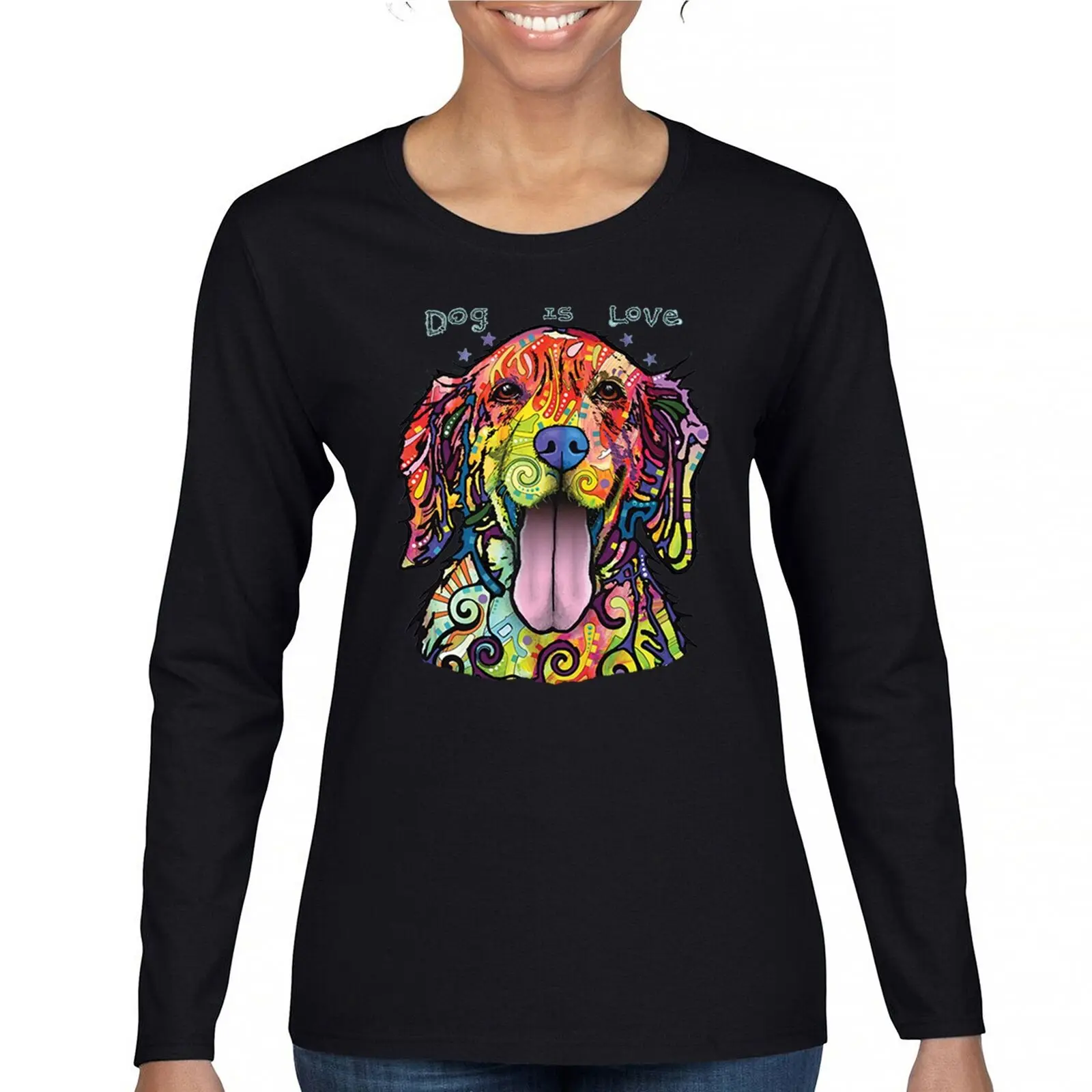 

Dean Russo Dog is Love Labrador Retriever Women's Long Sleeve T-shirt Happy Pet