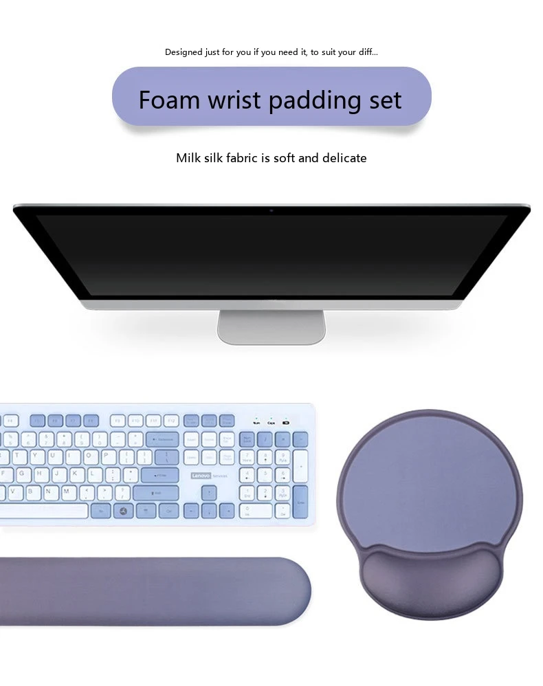 Memory-Schaum Handgelenkauflage Tastatur-Pad-Set 6 Farben Büro Gaming Langsam Rückfedernd Ergonomische Unterstützung – Detail 1