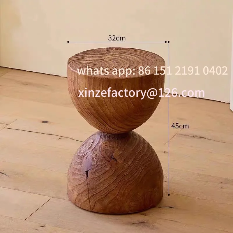 Customizable wooden stool, stump, round bedside cabinet, solid wood low stool, full edge, stump, wooden stump, Nordic ornament,