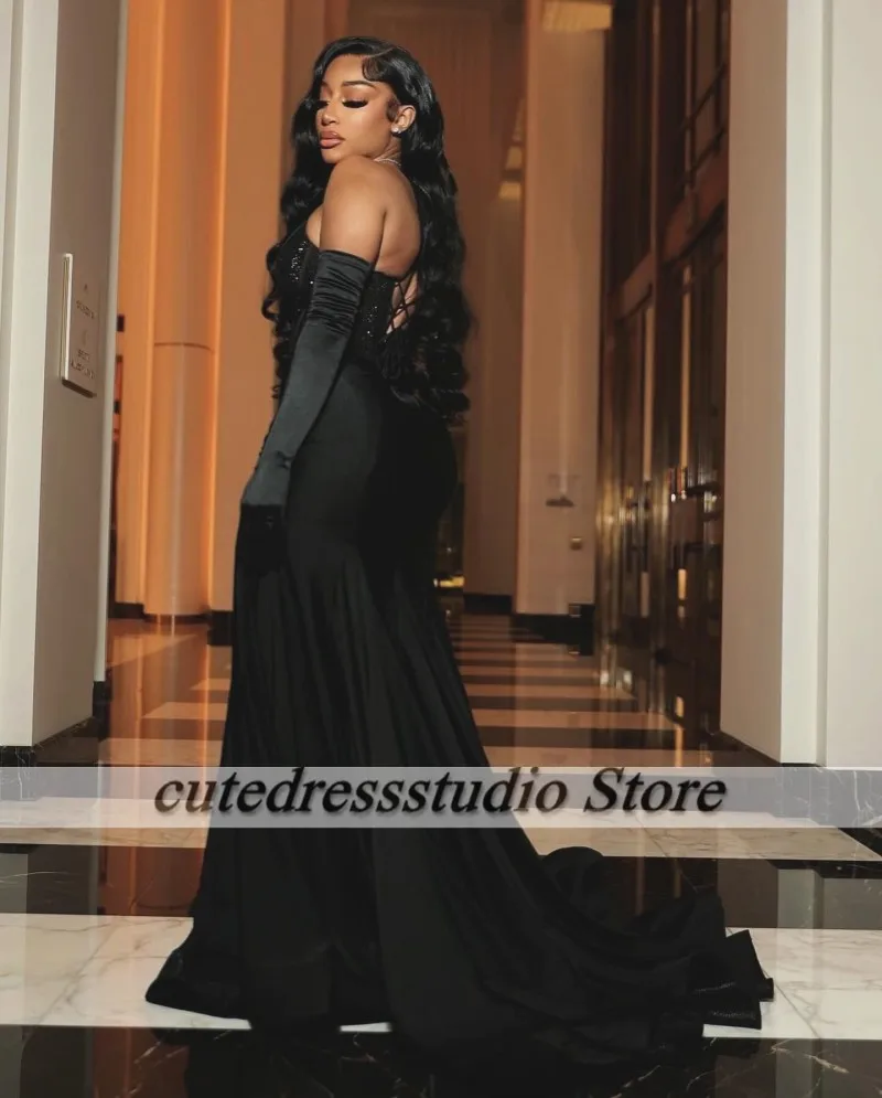 Sexy High Split Evening Dresses For Women Halter African Black Mermiad Wedding Party Dress Special Occasion Gowns Customized