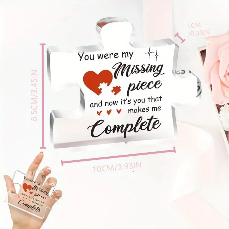CIFBUY Personalized Photo Puzzle Acrylic Plaque, Custom Engraving Desktop Ornament, Romantic Valentine's Day Gift for Her
