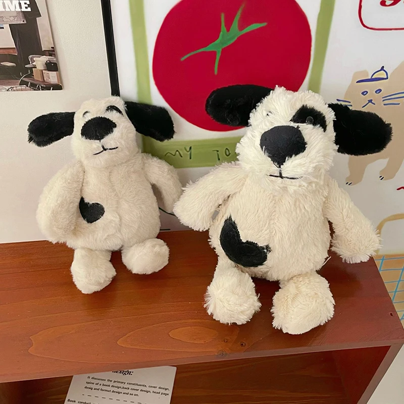 قلادة من القطيفة على شكل جرو خجول مقاس 15 سم، تميمة كلب متقطعة محشوة ناعمة، مثالية لحقيبة الظهر ومفاتيح السيارة