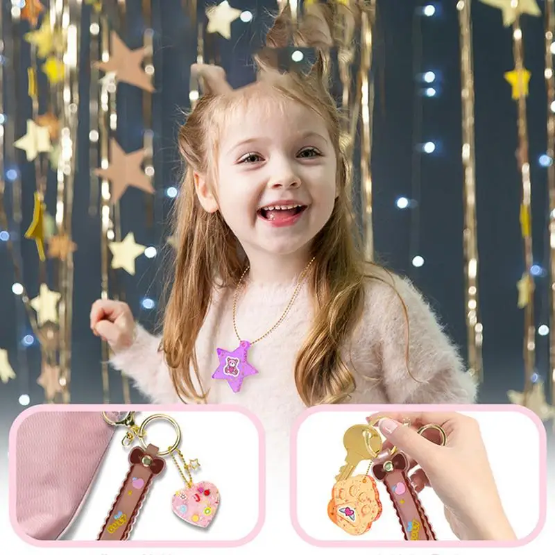 Kids DIY Epoxy Resin Children DIY Cartoon Epoxy Resin Keychain Set Early Learning Toys To Enhance Imagination And Creativity For