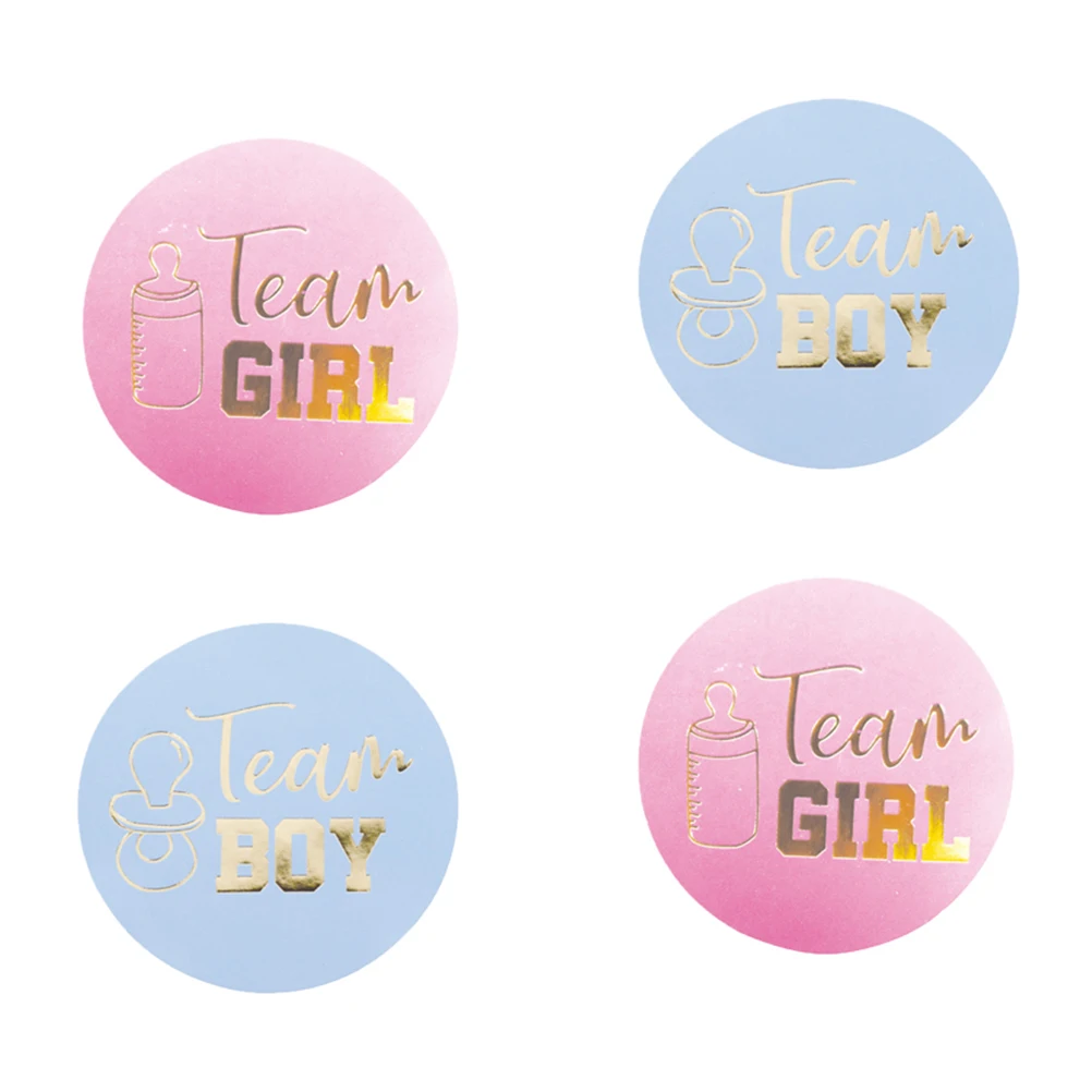 

48pcs Gender Reveal Stickers Kid Activity Adhesive Paper Material Party Decoration Colorful Design For Boys Girls Voting