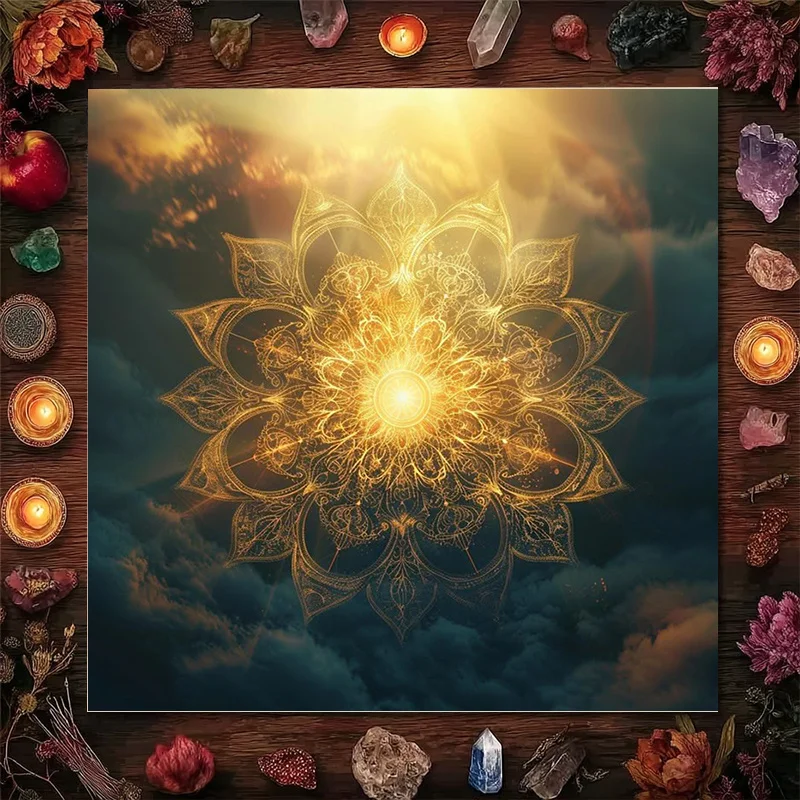 Bohemian Crystal Mandala Tablecloth Boho Decor Spiritual Energy Healing Crystal Display Runner for Altars