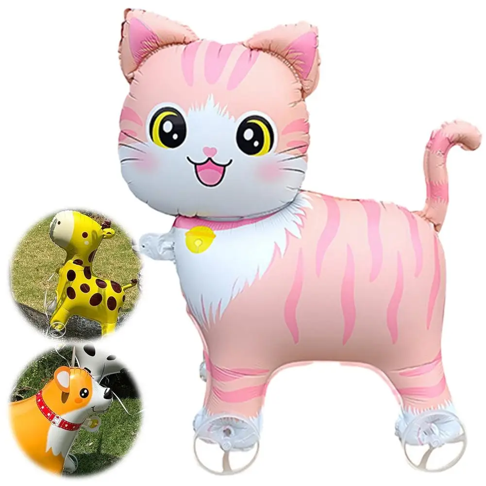 Walking Animal Foil Balloons With Wheels Cartoon Moving Balloon For Kids Birthday Party Decoration Baby Shower Toy 1PC