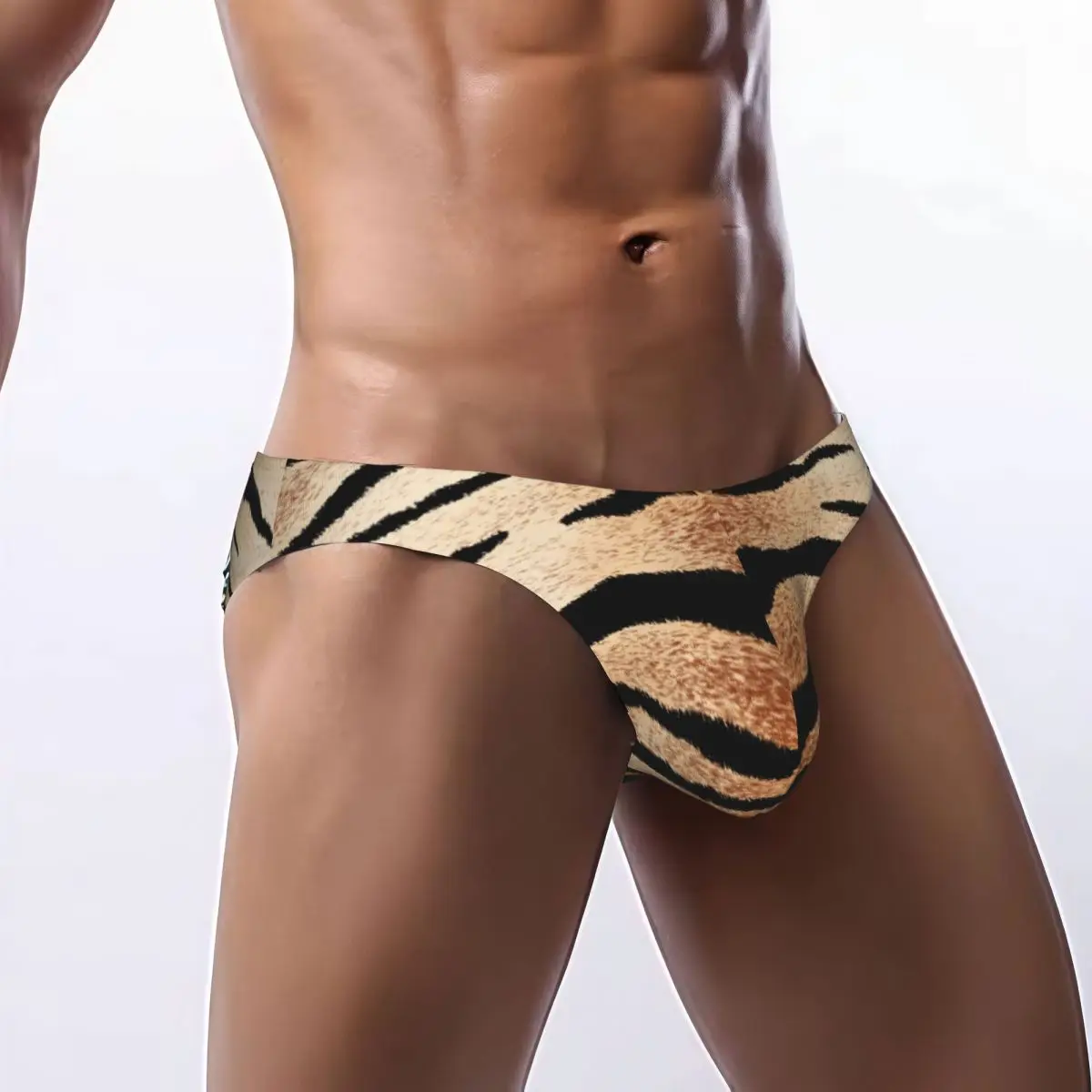 Men's Sexy Briefs Breathable Bikini Tiger Skin Pattern Men Underpants Low Cut Man Underwear Panties