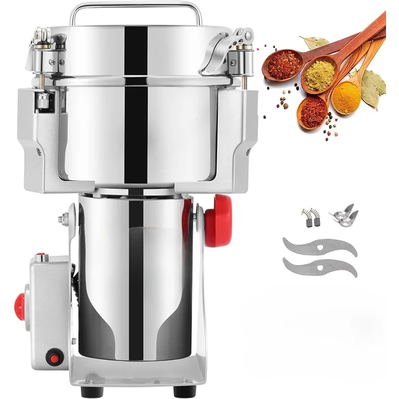 

new Grains Spice Grain Mill Herb Grinder Pulverizer 2000g Stainless Steel Electric Grain Grinder Mill for Grinding Various
