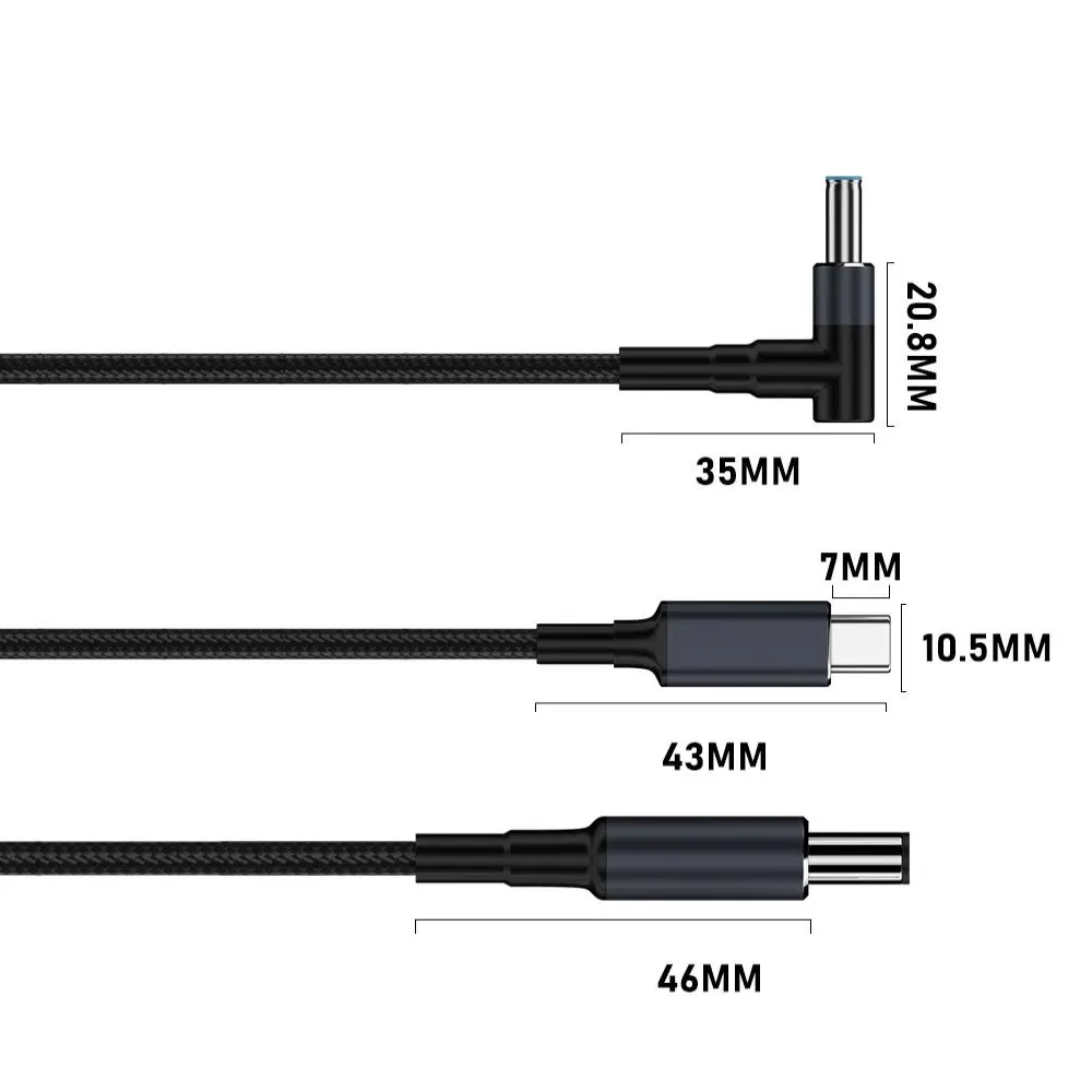 USB Tipo C para DC Cabo para Laptop, Cabo de Alimentação, PD 140W, 20V, 7A Converter Line, Fio de carregamento rápido, 5.5x2.5mm, HP, Dell, Asus, 180cm