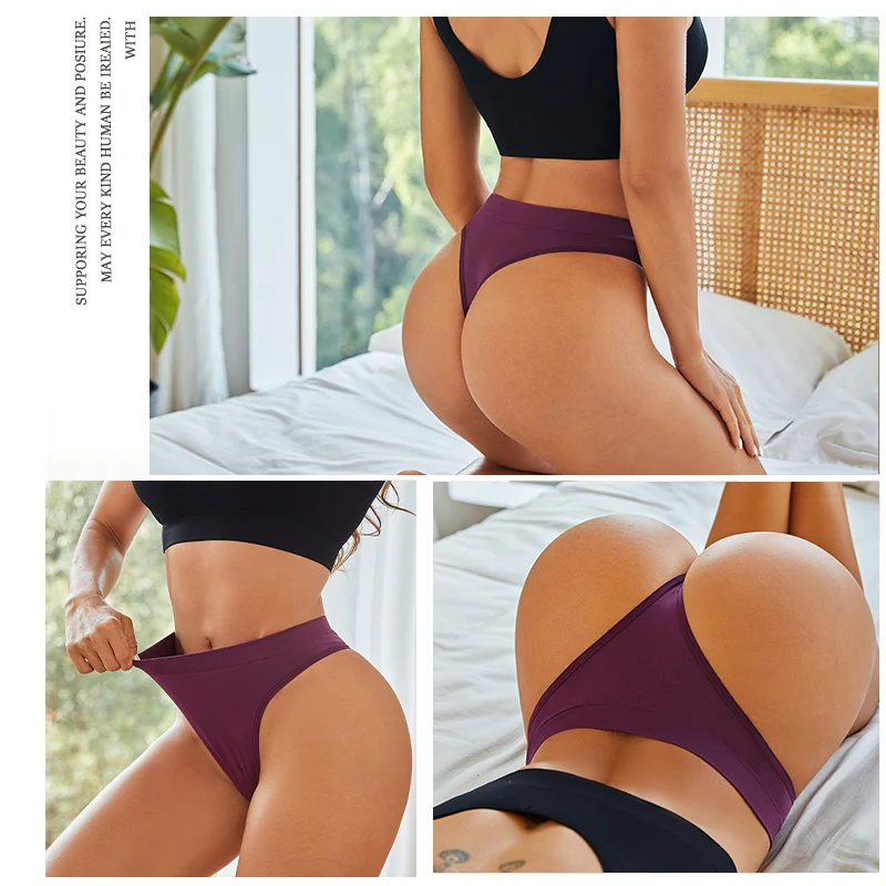 5PCS Women\'s Panties Set Fashion Striped Thongs Soft Underwear Sexy Lingerie Sports Breathable G-Strings Cozy Hot T-Back