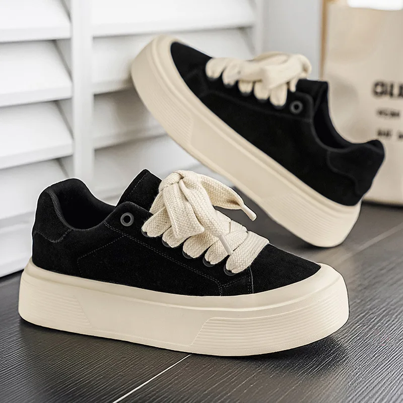 

2026, весенние новые повседневные туфли на платформе, мужские модные трендовые замшевые повседневные кроссовки, мужские дышащие удобные туфли для скейтборда