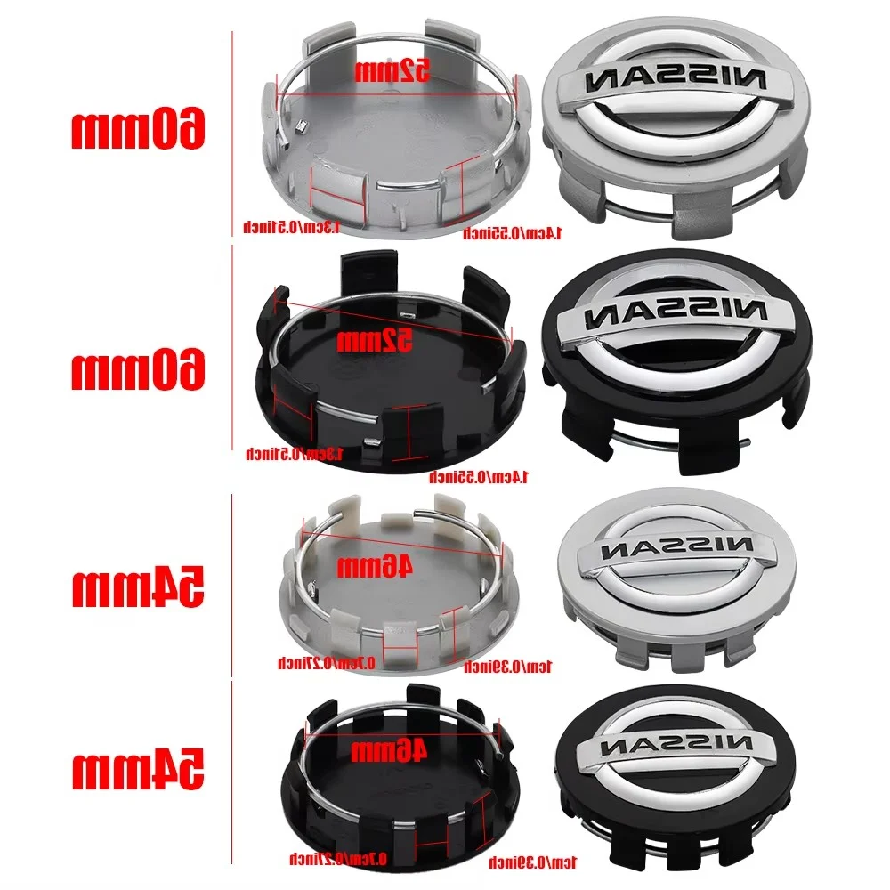 54mm 60mm 3D Car Wheel Center Hub Caps for Qashqai J11 J10 Juke X Trail Tiida Auto Tire Badge Covers Valve Decoration Accessorie