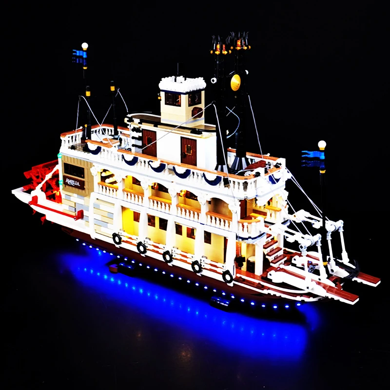 مجموعة إضاءة LED RC DIY لقارب باخرة نهر LEGO 21356 (إضاءة LED فقط، بدون نموذج كتل)