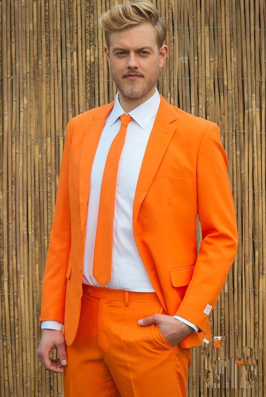 

Orange Men Suit Slim Fit 2 Piece Tuxedo Custom Fashion Party Prom Suits Terno Masculino Jacket+Pant