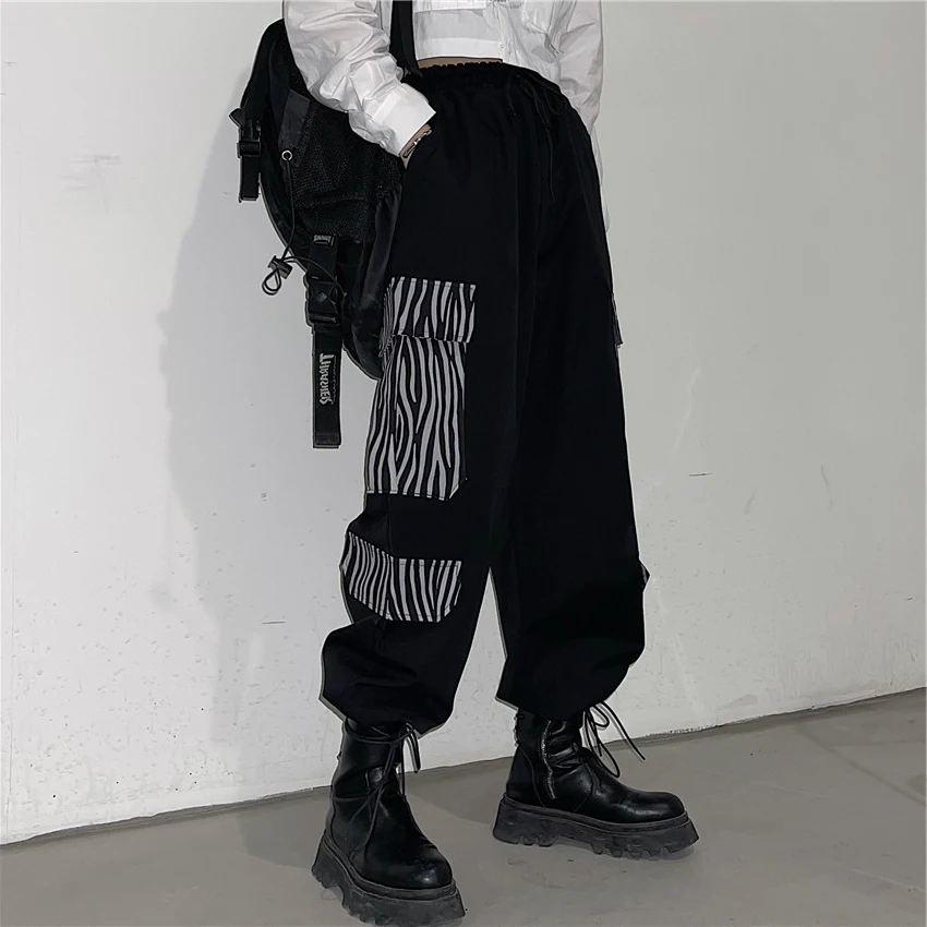 

Модные мужские повседневные брюки свободного кроя, брюки-карго с принтом зебры, в стиле пэчворк, уличный стиль, с низкой талией, прямые штанины, рабочая одежда