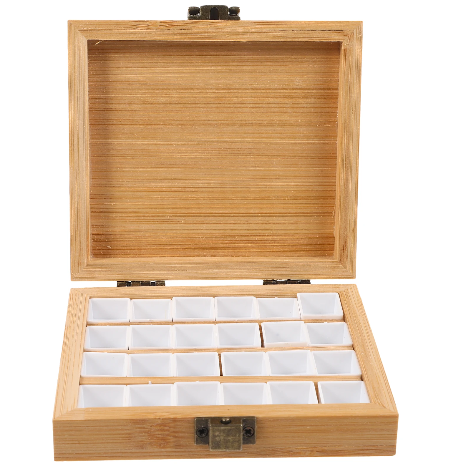 

Watercolor Travel Palette Wooden 24 Grids Portable Mini Paint Pigment Box Compact Mixing Tray Watercolor Palette