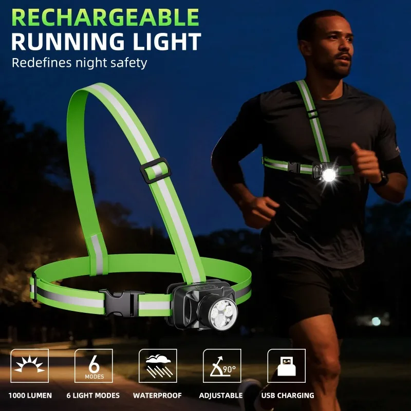 USB Rechargeable LED Running Vest with Bright Reflective Design Offering 500 Meter Visibility for Cycling Jogging Outdoor Safety