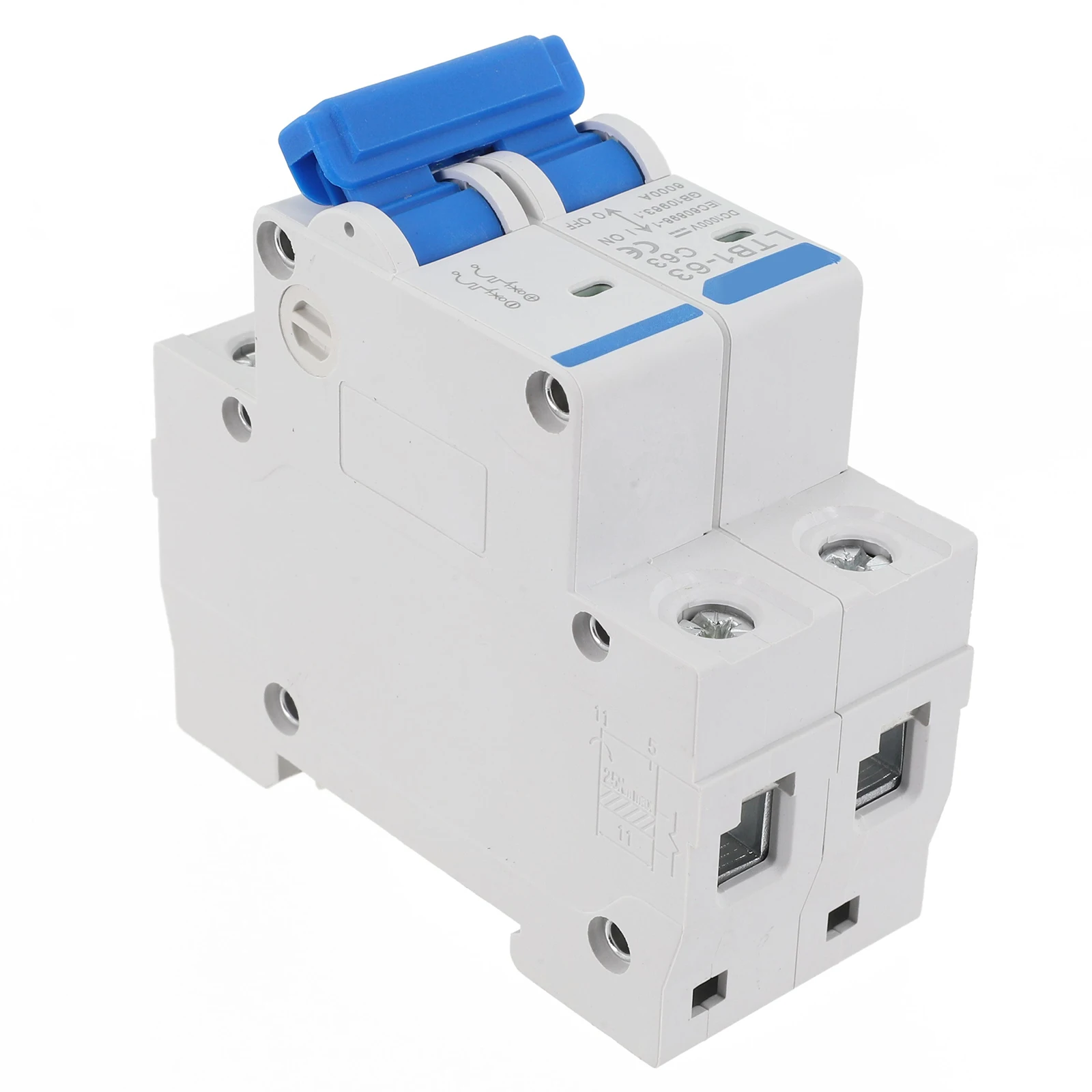 63A 2P DC Miniature Circuit Breaker Suitable for Solar PV with 1000V Rated Voltage Magnetic Quenching and 35mm DIN Rail Mount