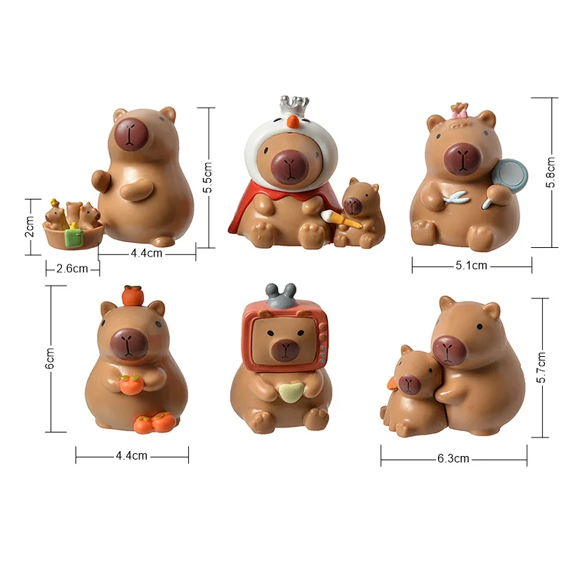 6Pcs/Set Blind Box Capybara Animals Figure Model Doll Collection Decoration Toy For Children\'s Gift