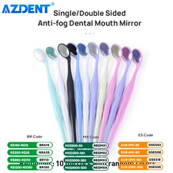 10PCS/Set Dental Anti-fog Mouth Mirror AZDENT Single Double Sided Autoclavable with Handle Fibre Glass Oral Mirrors Reflectors