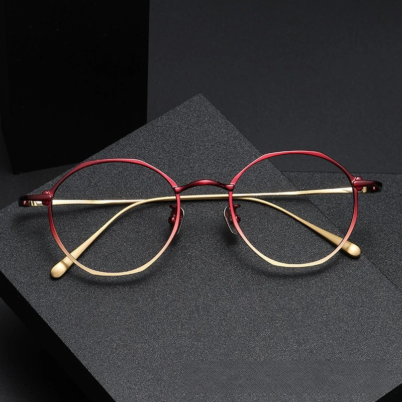 

2026 Pure Titanium Glasses Frame Women New Fashion Brand Design Retro Vintage Round Eyeglasses Ultralight Eyewear Spectacles