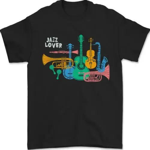 Jazz Lover Musical Instruments Guitar Mens T-Shirt 100% Cotton