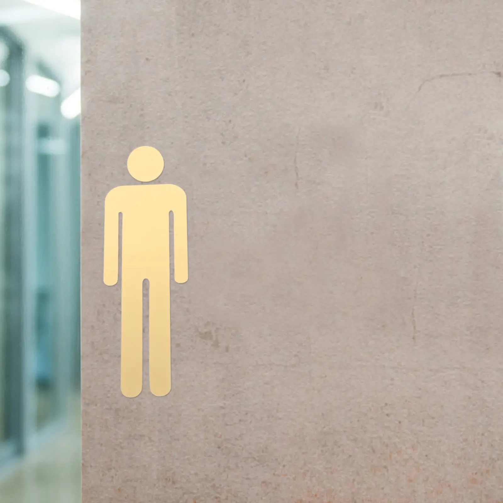 1Pair Elegant Gold Acrylic Unisex Bathroom Sign Self Sticking Restroom Identification Wall Decal for Mall Restaurant Public
