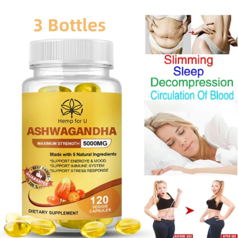 BBEEAAUU 500MG Ashwagandha Extract Capsules Relieve Stress and Support Sleep Improving Mood Immune Health