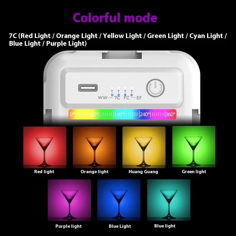 Wonew Fl02 Mobile Phone Fill Light 2500k-9000k Full-Color RGB 3W Mini Small Portable Fill Light Rotatable Photography Fill Light