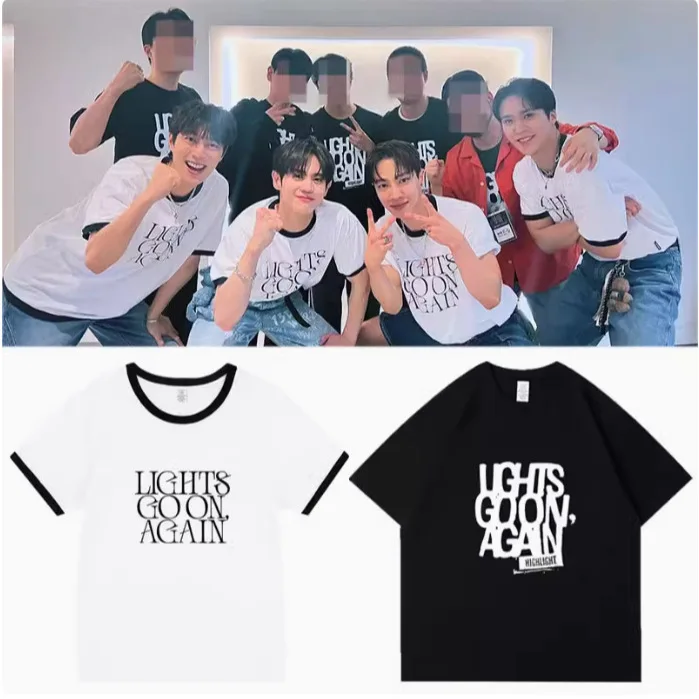 HIGHLIGHT Concert Lights Go On Again Same T-shirt Men Women Kpop Summer Cotton Short Sleeve Tee Korean Fashion Popular T Shirt