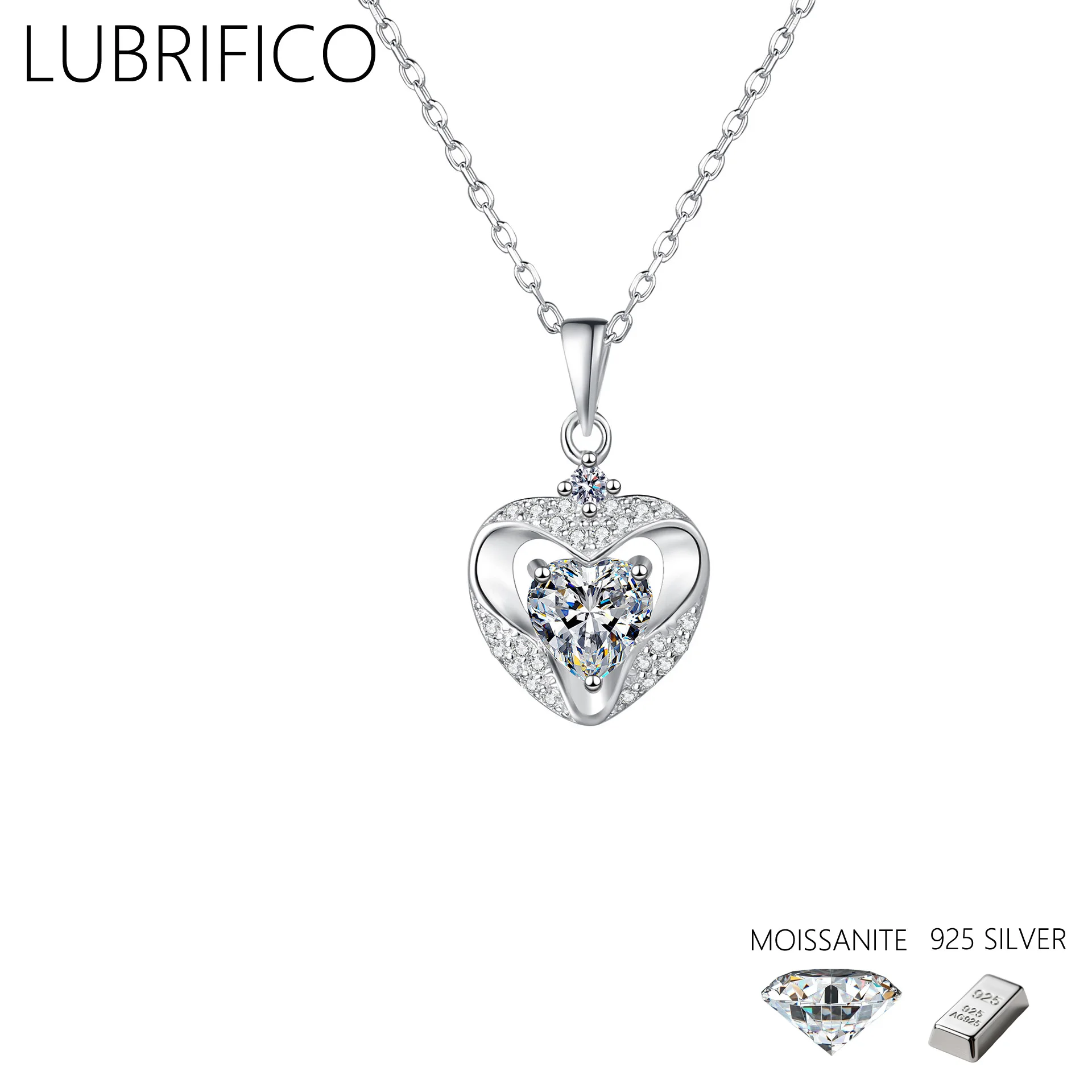 

Ожерелье с муассанитом и сердцем любви, 1,0 карата, стерлинговое серебро 925 пробы, подвеска с бриллиантами для женщин, ювелирные изделия, свадебная вечеринка