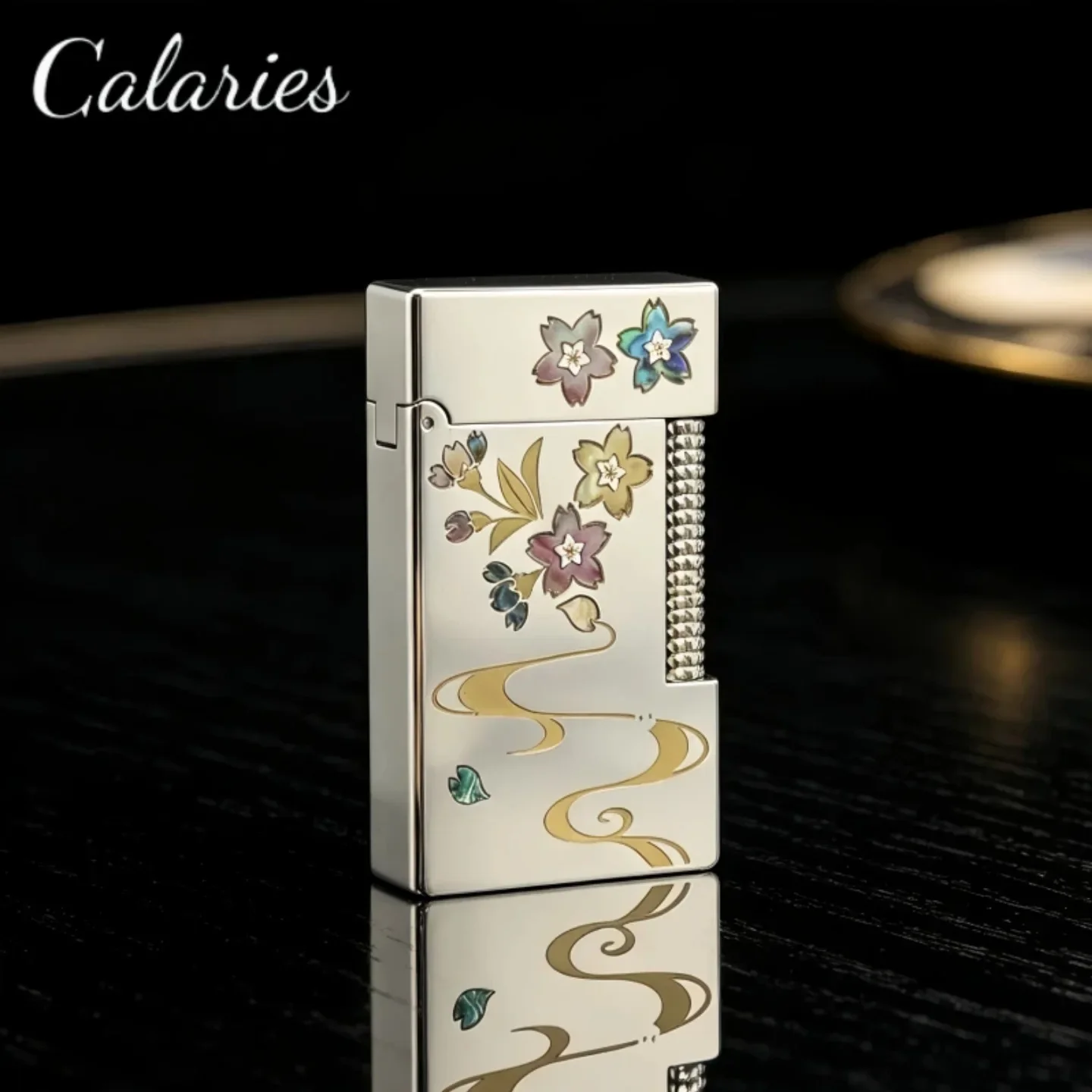 New Kecia B19 Side-sliding Loud Sound Kerosiene Lighter Brass Bright Chrome Inlaid Flowing Water Spring and Autumn Color Shell