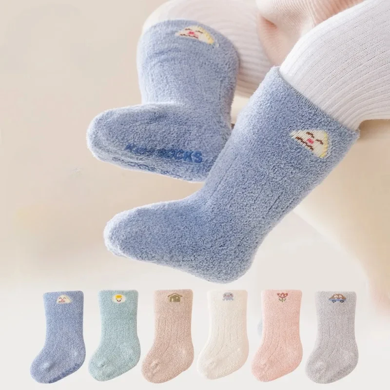 

Kids Socks for 0-3 Years Autumn and Winter Thickened Warm Baby Socks Anti-slip Baby Floor Socks Cartoon Newborn Items