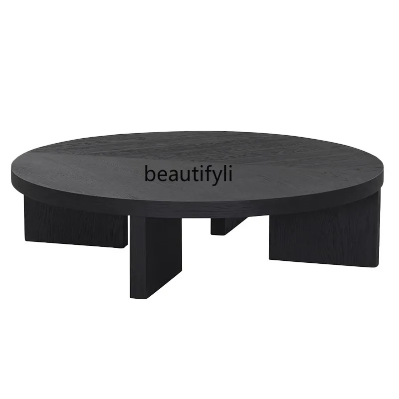 Japanese Style Nordic Simple Solid Wood Coffee Table Small Apartment Living Room Home Silent Tea Table round