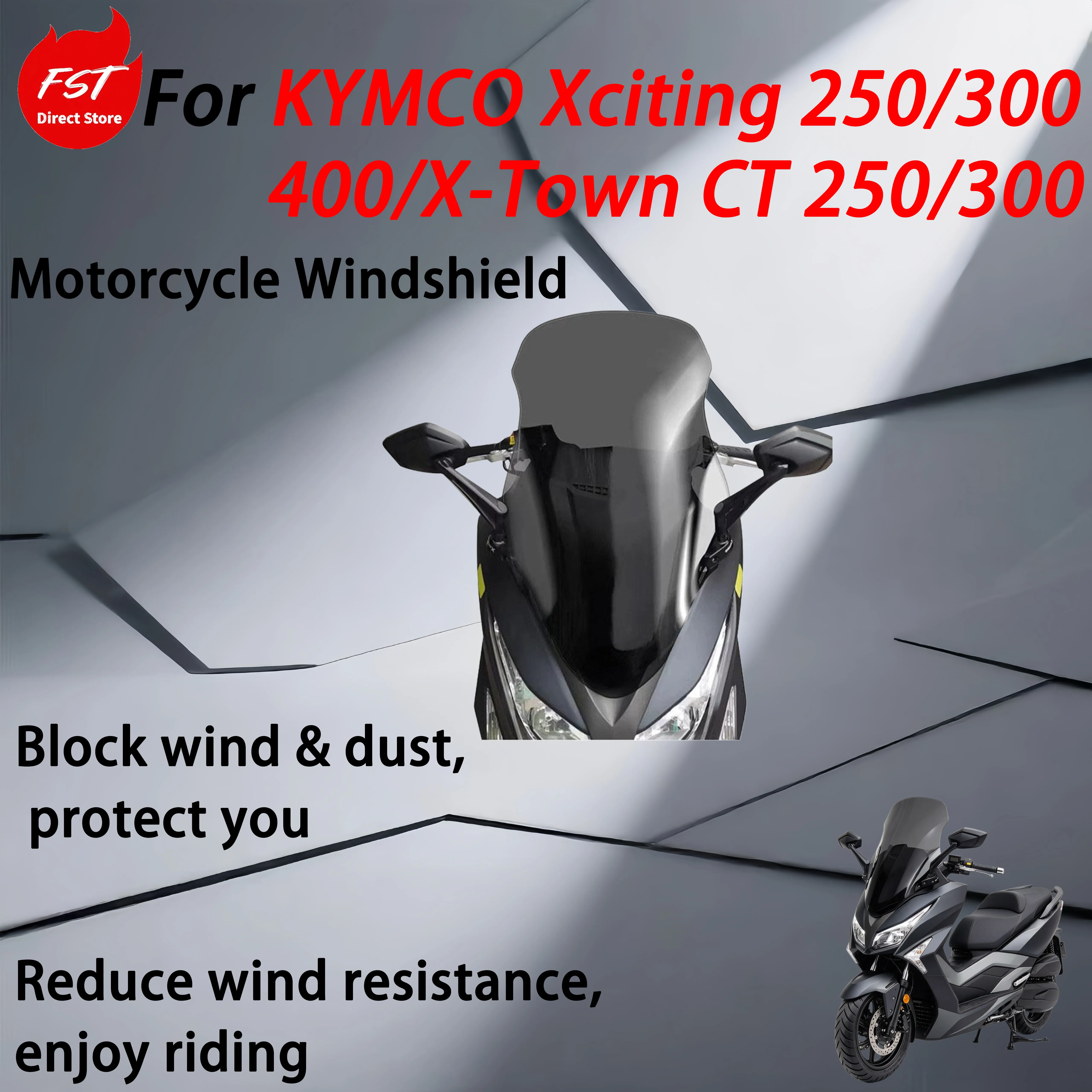 For KYMCO Xciting 250/300/400/X-Town CT 250/300 Replacement parts - Front windshield windshield glass