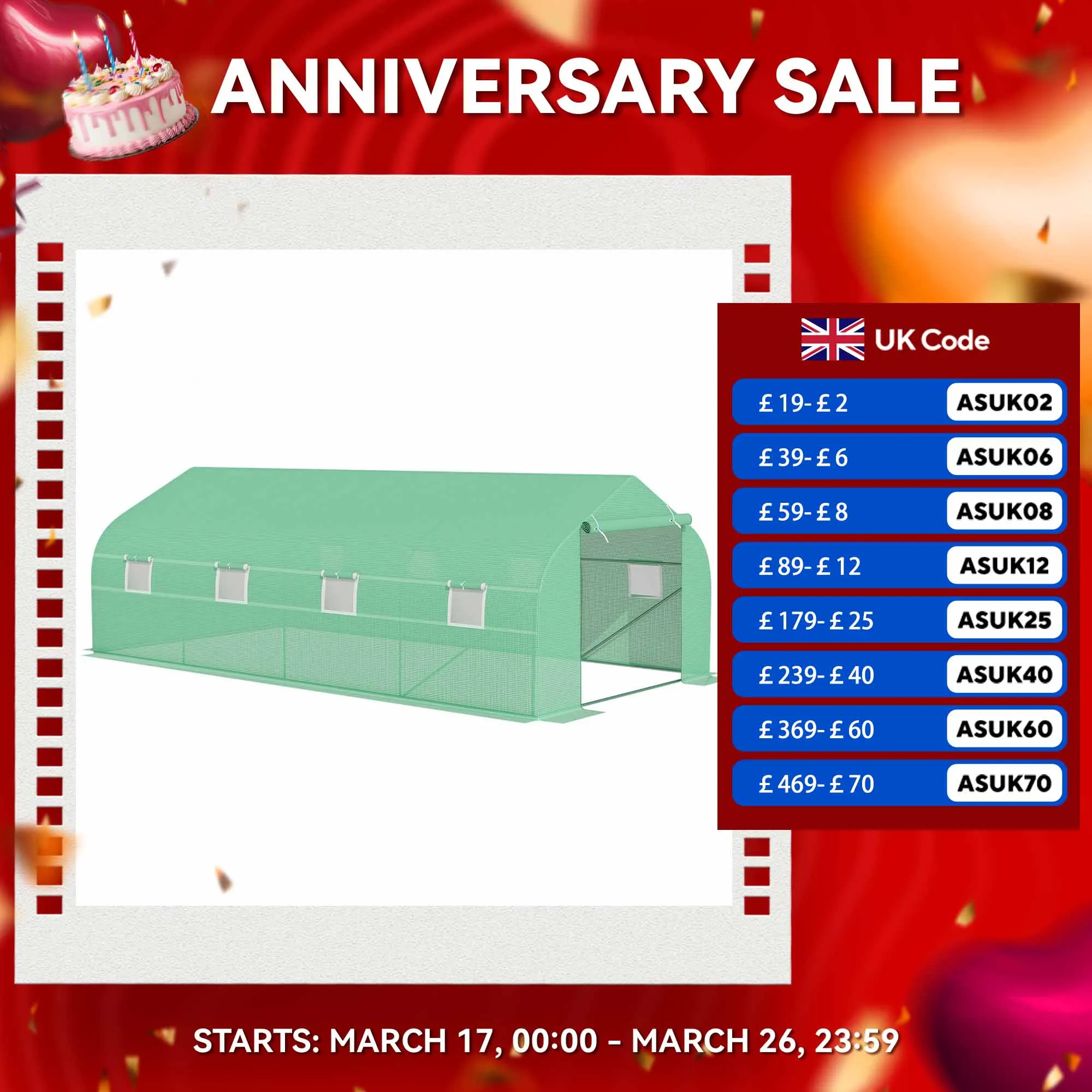 Walk-in Polytunnel Round / Gable Top Garden Greenhouse Heat Shed 6X3X2 M