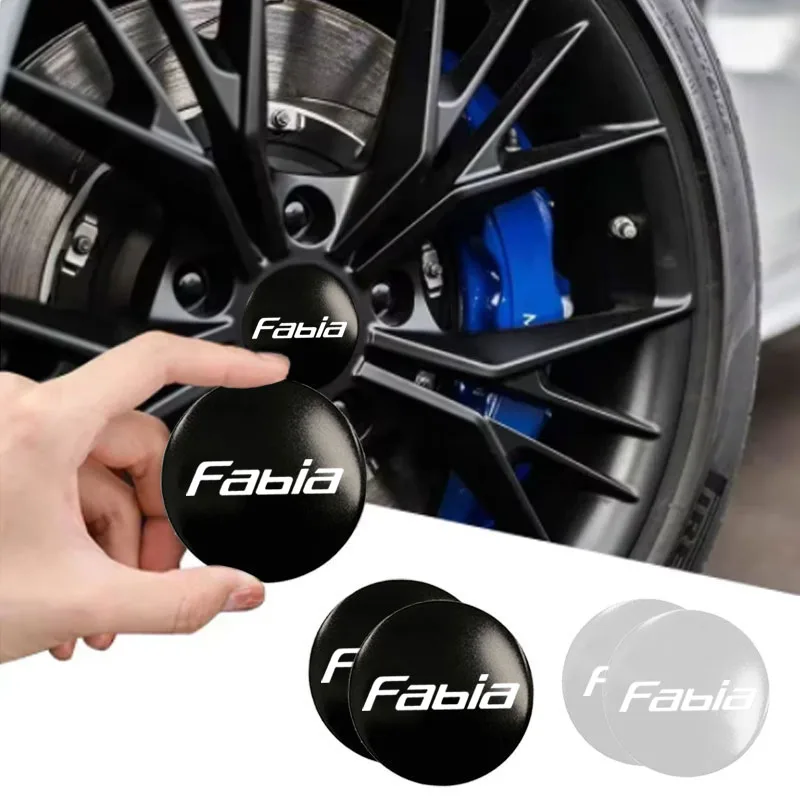 Solid Color Car With logo Emblem Sticker Car Wheel Hub Center Cover Cap Badge Accessories For Skoda Fabia Accessorie waterproof