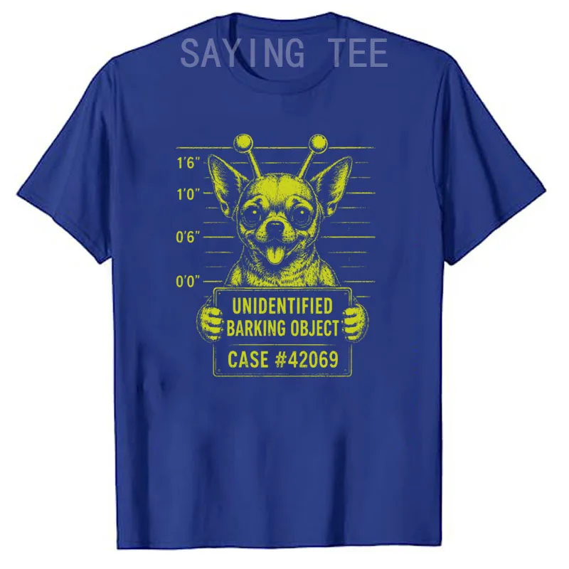 Alien Chihuahua Lustiges Fahndungsfoto Wissenschaft Hunde-Liebhaber Premium Weiches Baumwoll-T-Shirt Y2k UFO Alien Hund Grafik Spruch T-Shirt Streetwear Oberteile – Detail 11