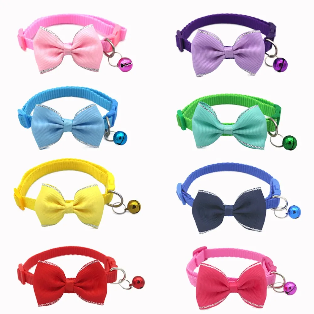 Adjustable Pet Collars Cute Multicolor Cat Collars with Bell Cat Bow Headband Collar Cat Dog Pet Accessories