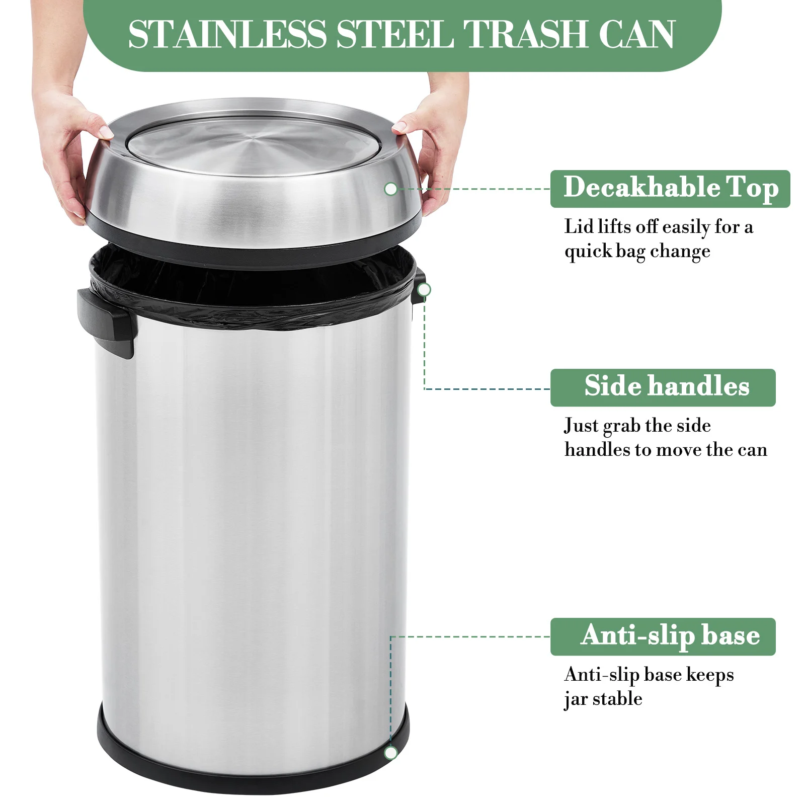 17 Gallon/65 Liter Stainless S - Commercial Kitchen Garbage Can review and price