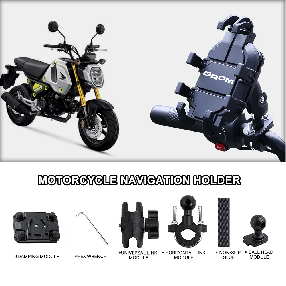 Motorcycle Phone Holder With Shock Absorber Anti-Vibration 360° For Honda Grom 125 MSX125 Scrambler Concept SP MSX Grom125