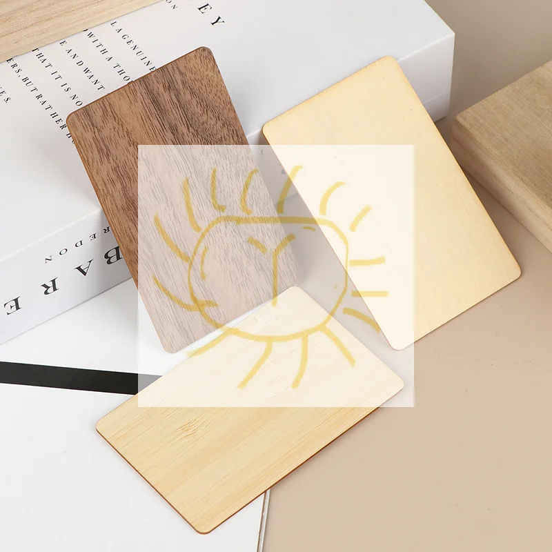 

Wooden Blank NFC Card 13.56MHZ RFID Tag 504Bytes 215Ntag Chip Membership Contactless Social Recognition Lasercard