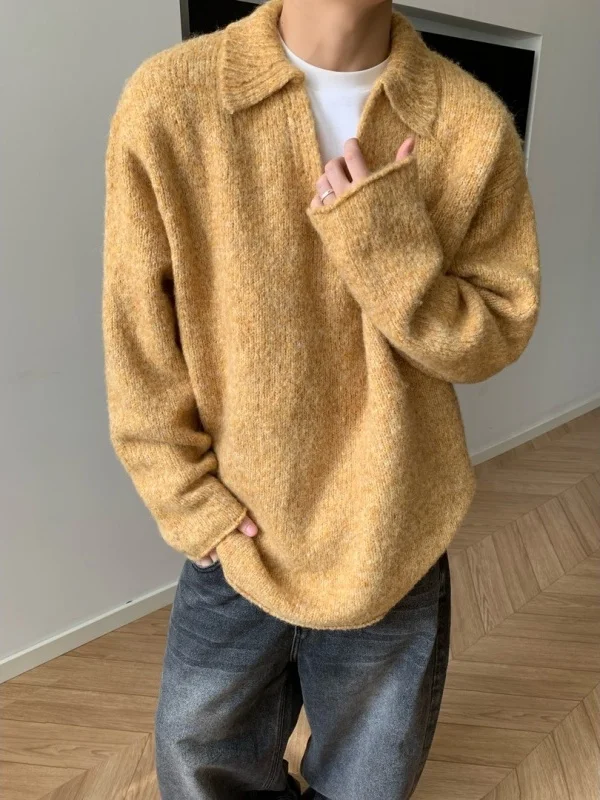 

Extra Large 300 Pou Autumn Winter V-ne Casual Knitwear Soft Cozy Cuffed Sve Long Sweater for Men And Women