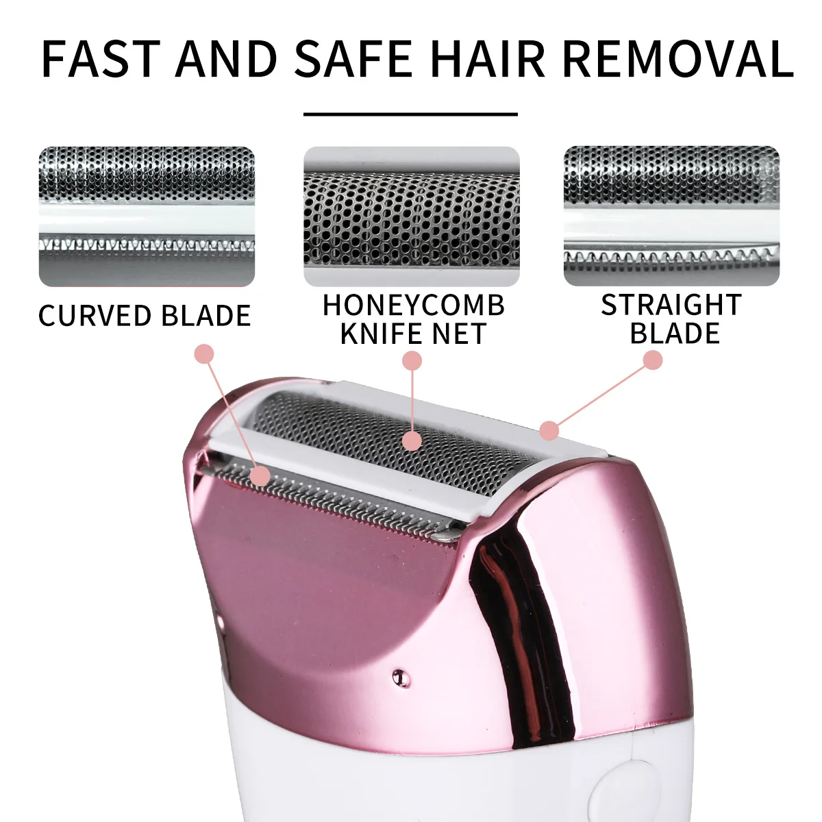 Women's Electric Lady Shaver USB Rechargeable Stainless Steel Foil Hair Remover for Face Legs Bikini Underarm Body Grooming