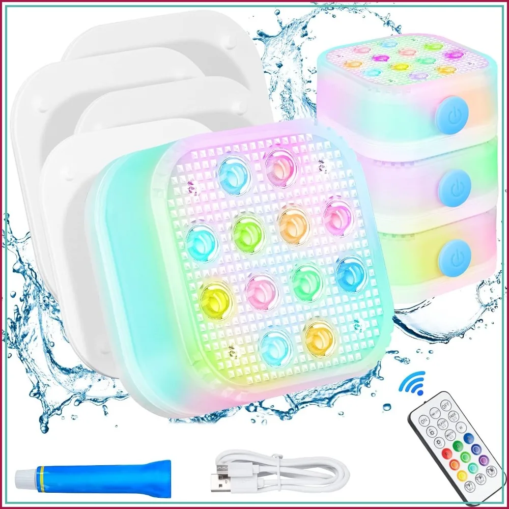 

Rechargeable Pool Lights, 2600mAh Battery, Remote Control, Waterproof LED for Above Ground & Inground Pools