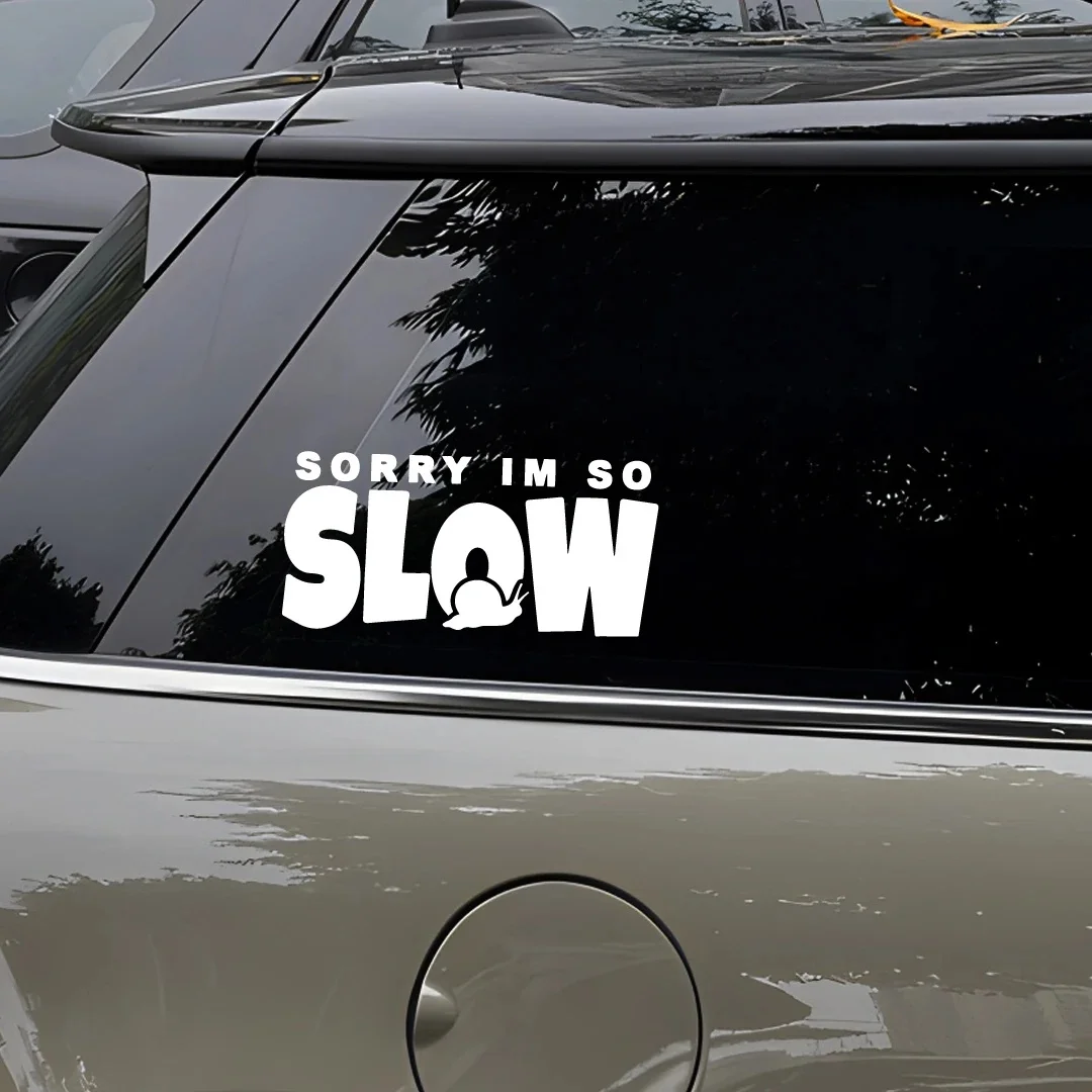 

Sorry, I'm too slow. Snail crawling warning original car sticker rear windshield triangle window sticker car accessories