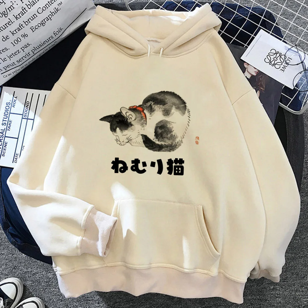Japanese Grunge Cat hoodie youthful comic pattern patterned modern style women sweatshirts manga athleisure youthful elegant